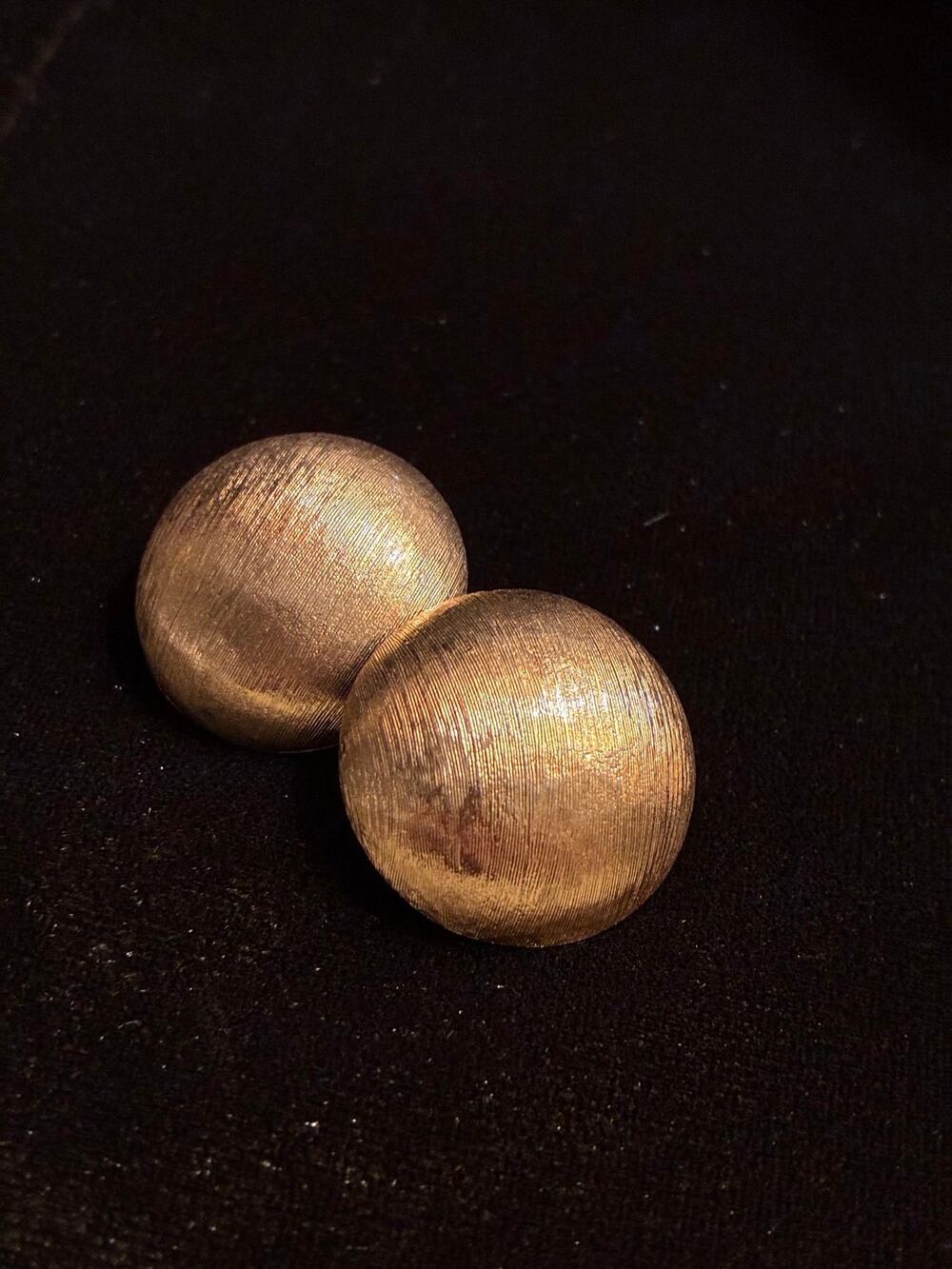 Vintage Signed Monet Textured Gold Tone Dome Clip-On Earrings